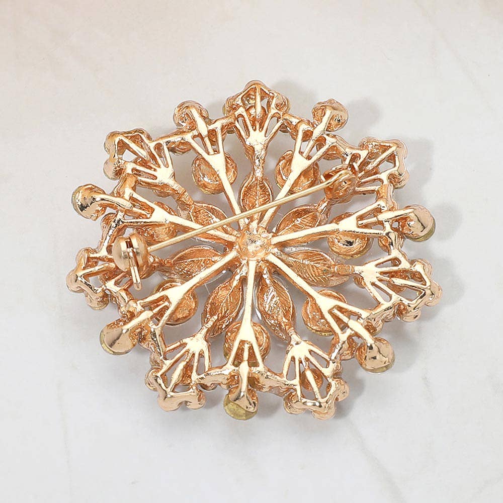 Floral Rhinestone Cluster Pin Brooch