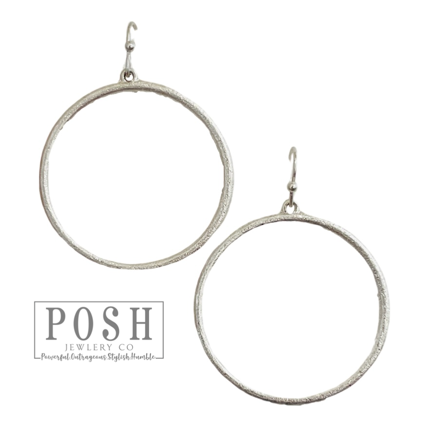 Brushed finish circle earring,