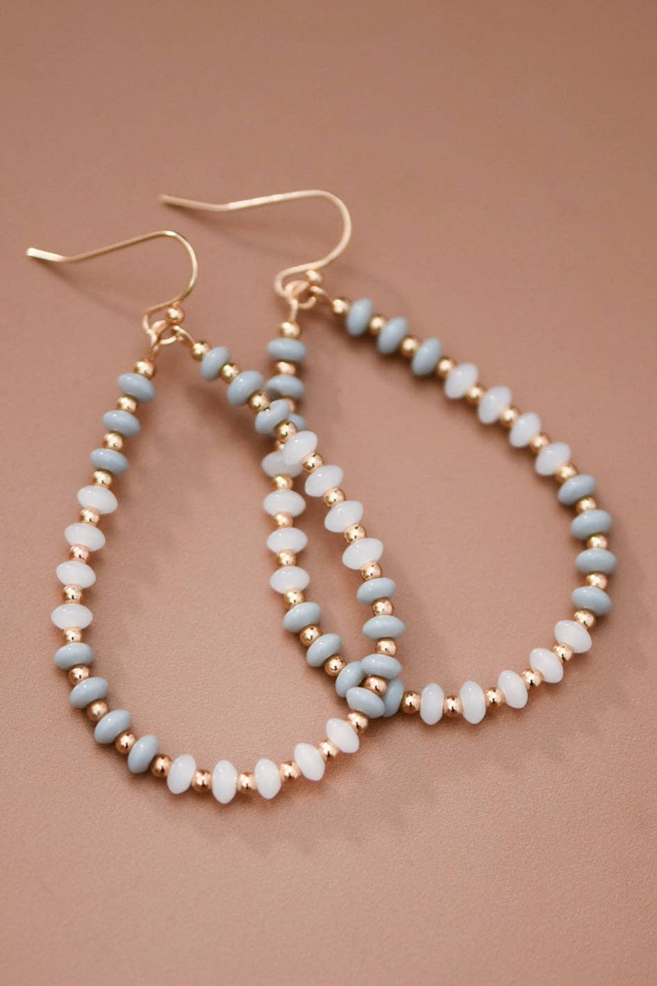 Teardrop Wire Beaded Glass Crystal Earrings – 8080