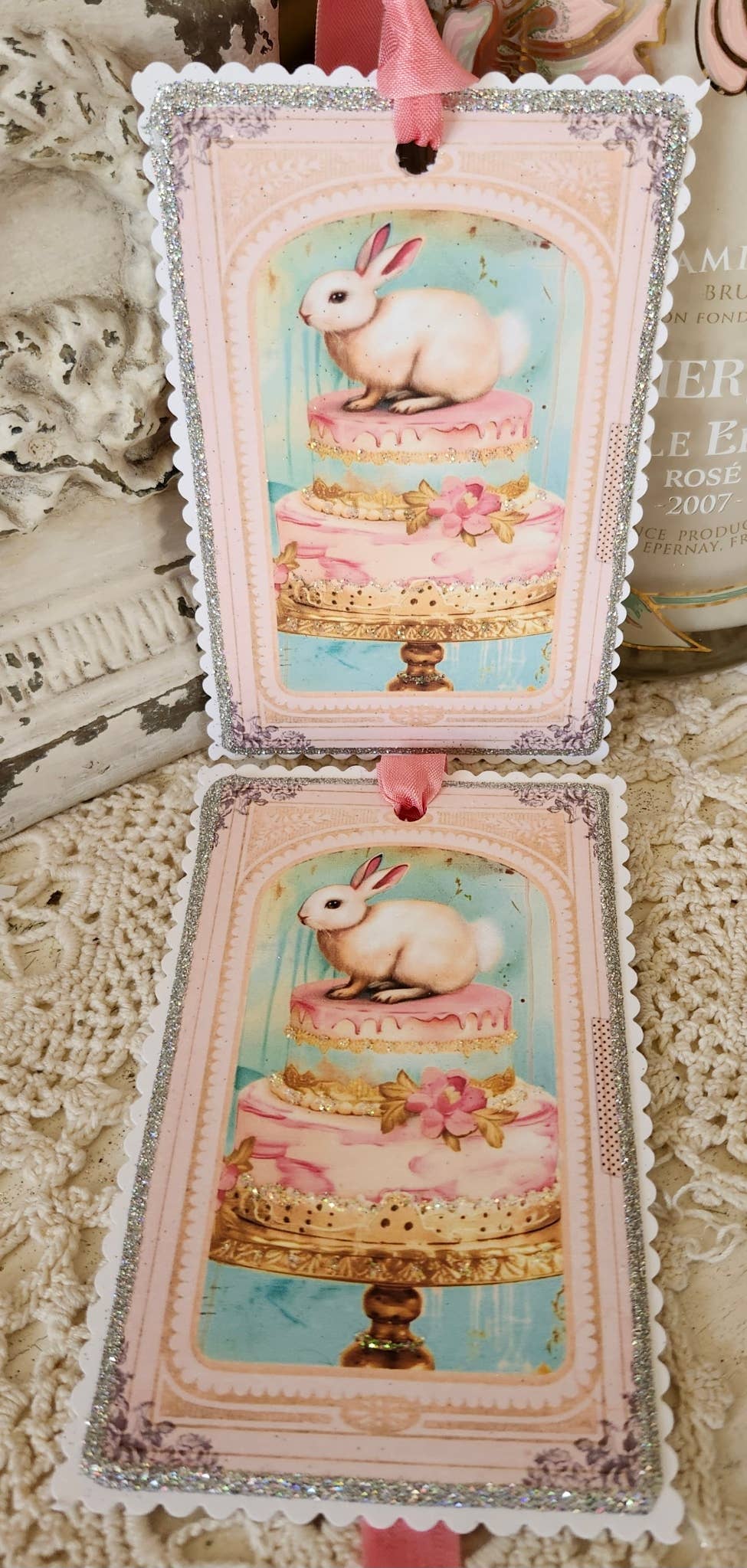 Gift Tag Bunny Sitting On A Cake