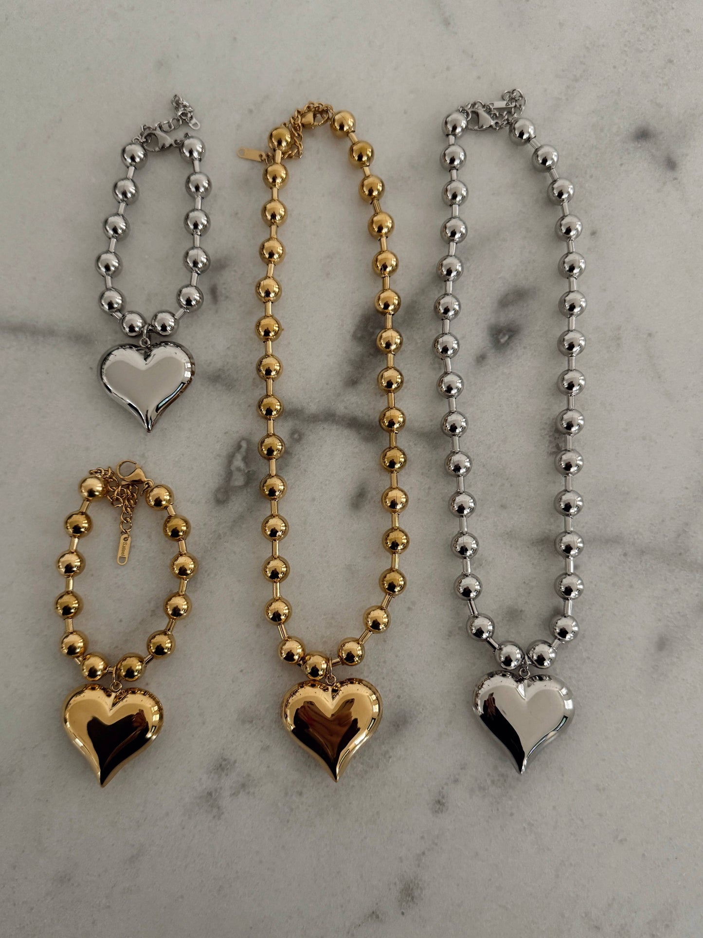 SILVER BUBBLE HEART NECKLACE