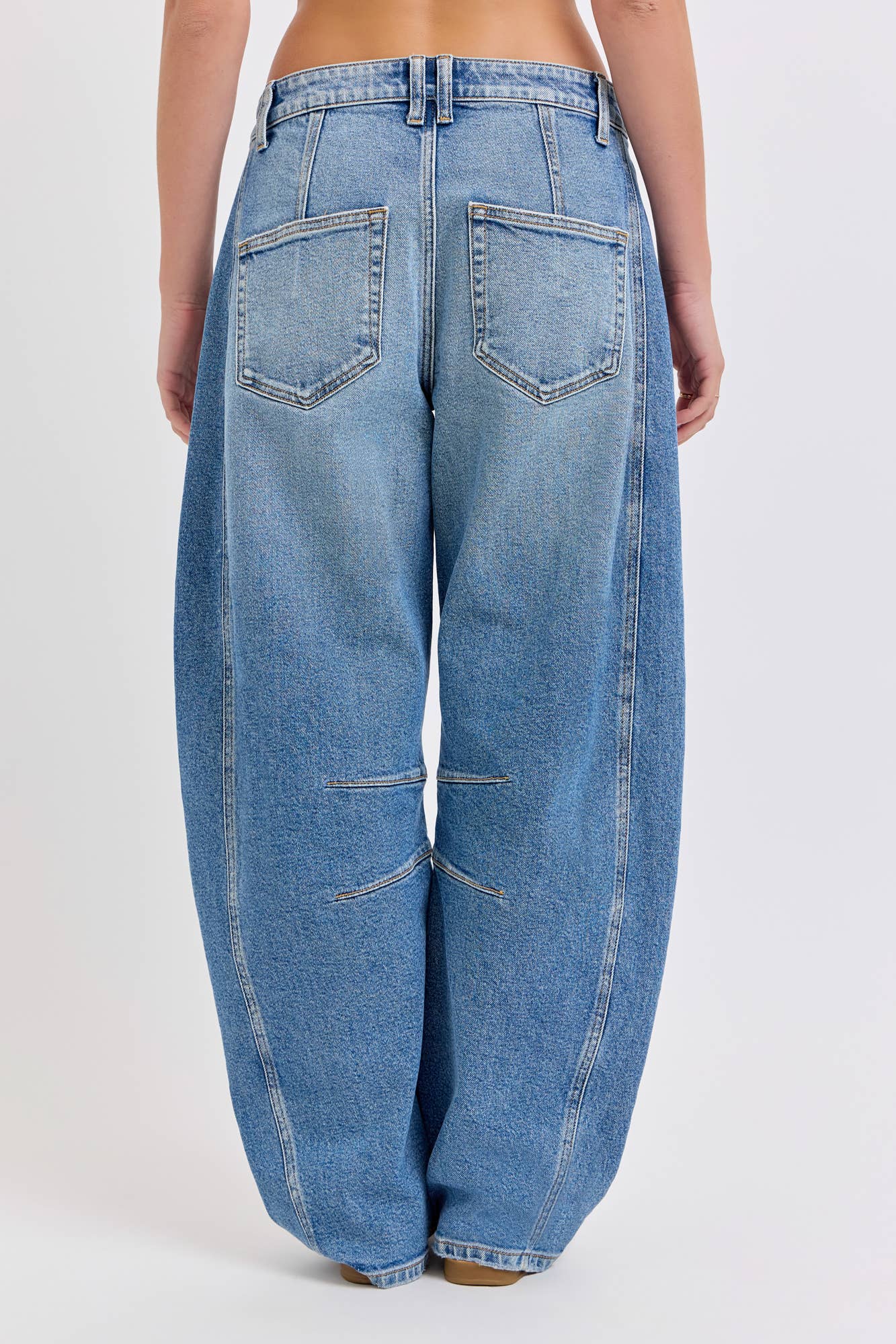 Mid Waisted Barrel Leg with Long Inseam