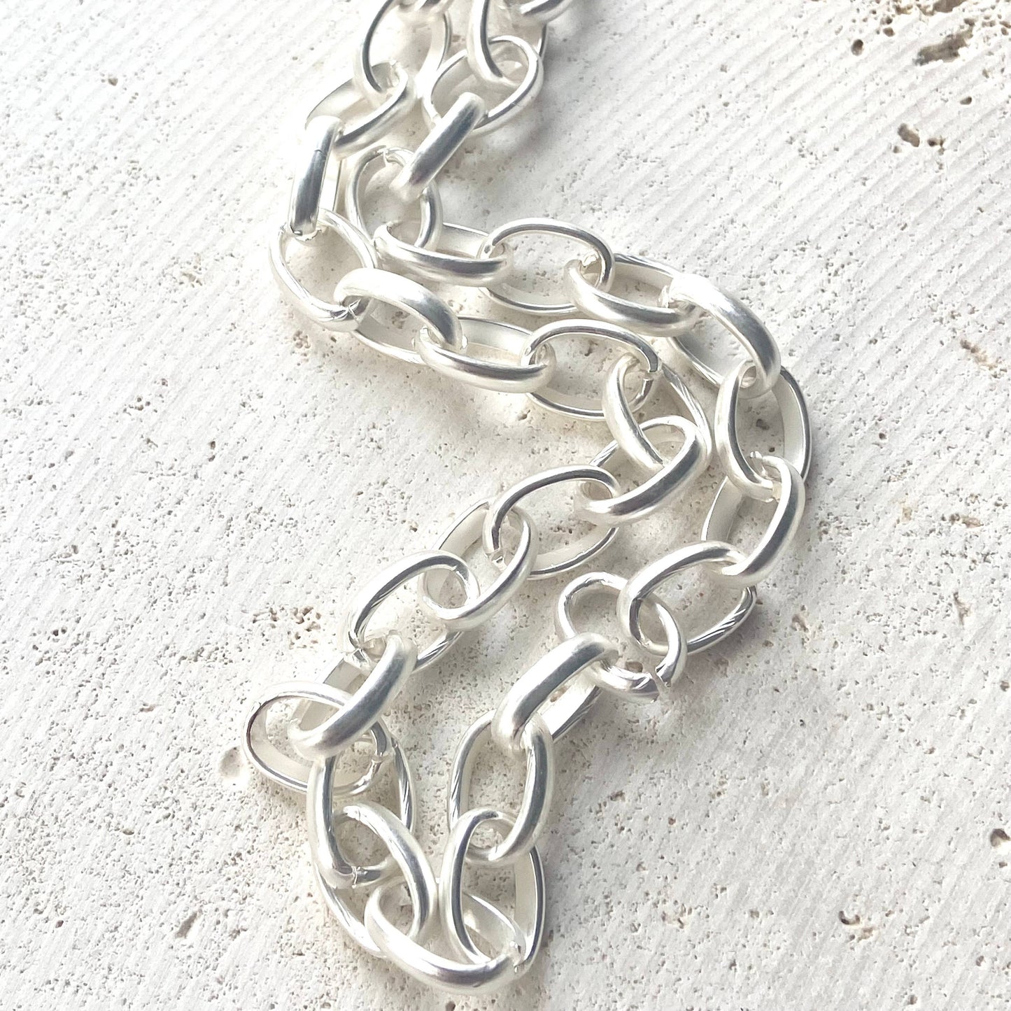 Chunky necklace matte silver statement piece