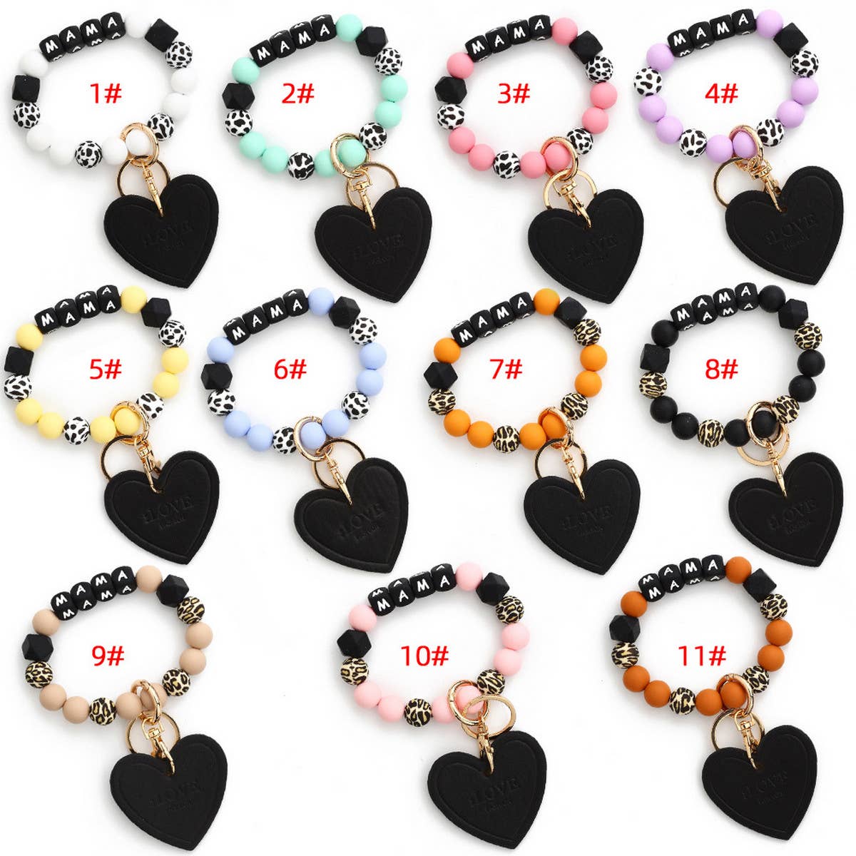 Mama BRACELET SILICONE BEAD KEYCHAIN