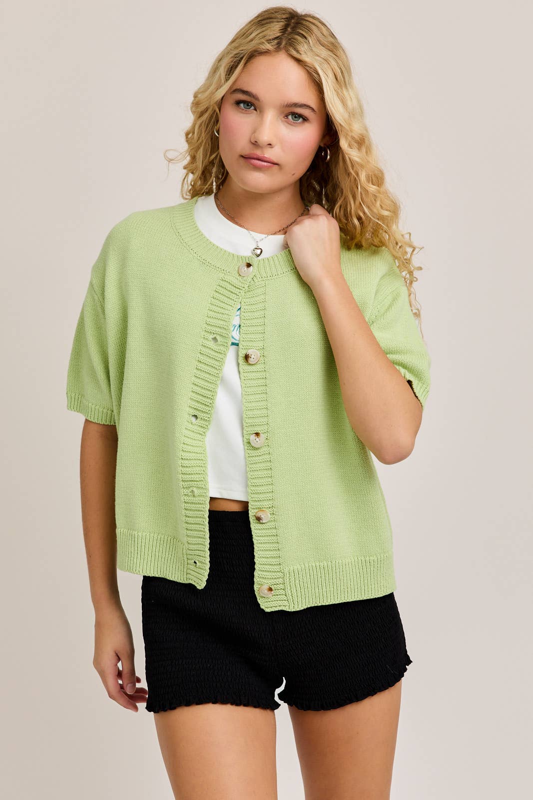 SHORT SLEEVE SWEATER CARDIGAN
