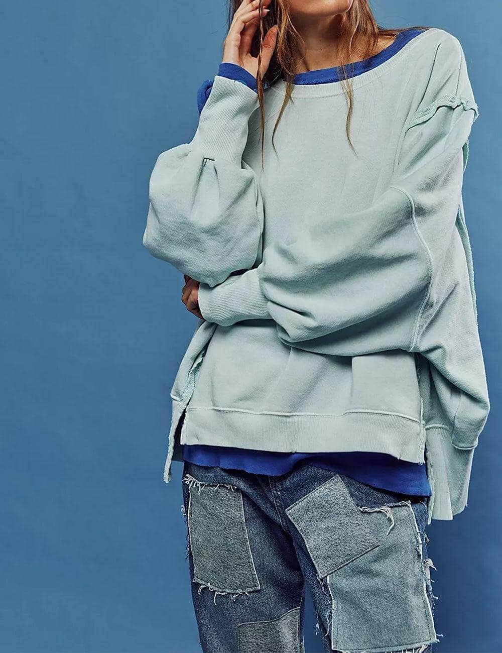 Solid Color Round Neck Split Hoodies DPH1638