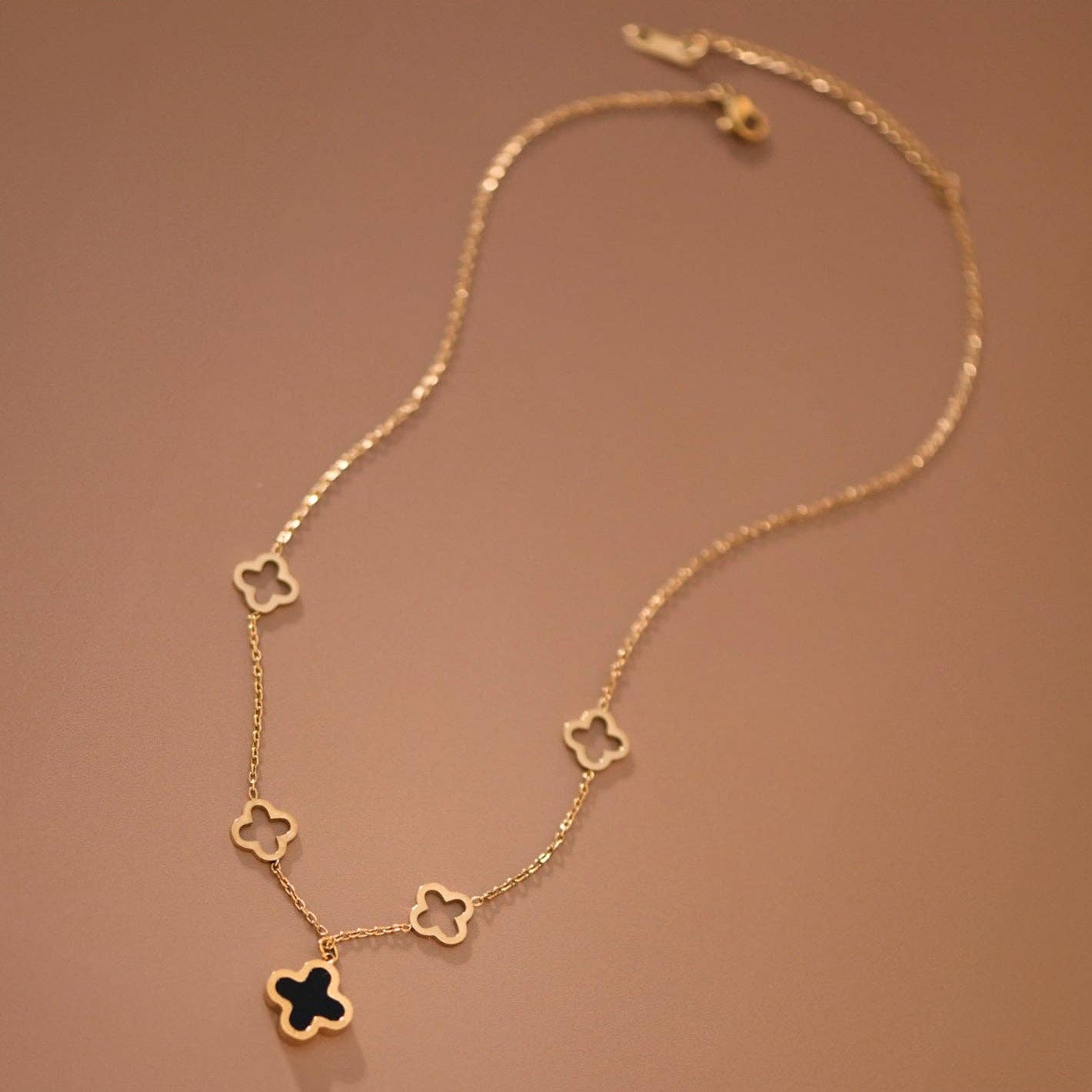 18K Gold PVD Plated Stainless Steel Chain Reversible Pendant Necklace - 7760