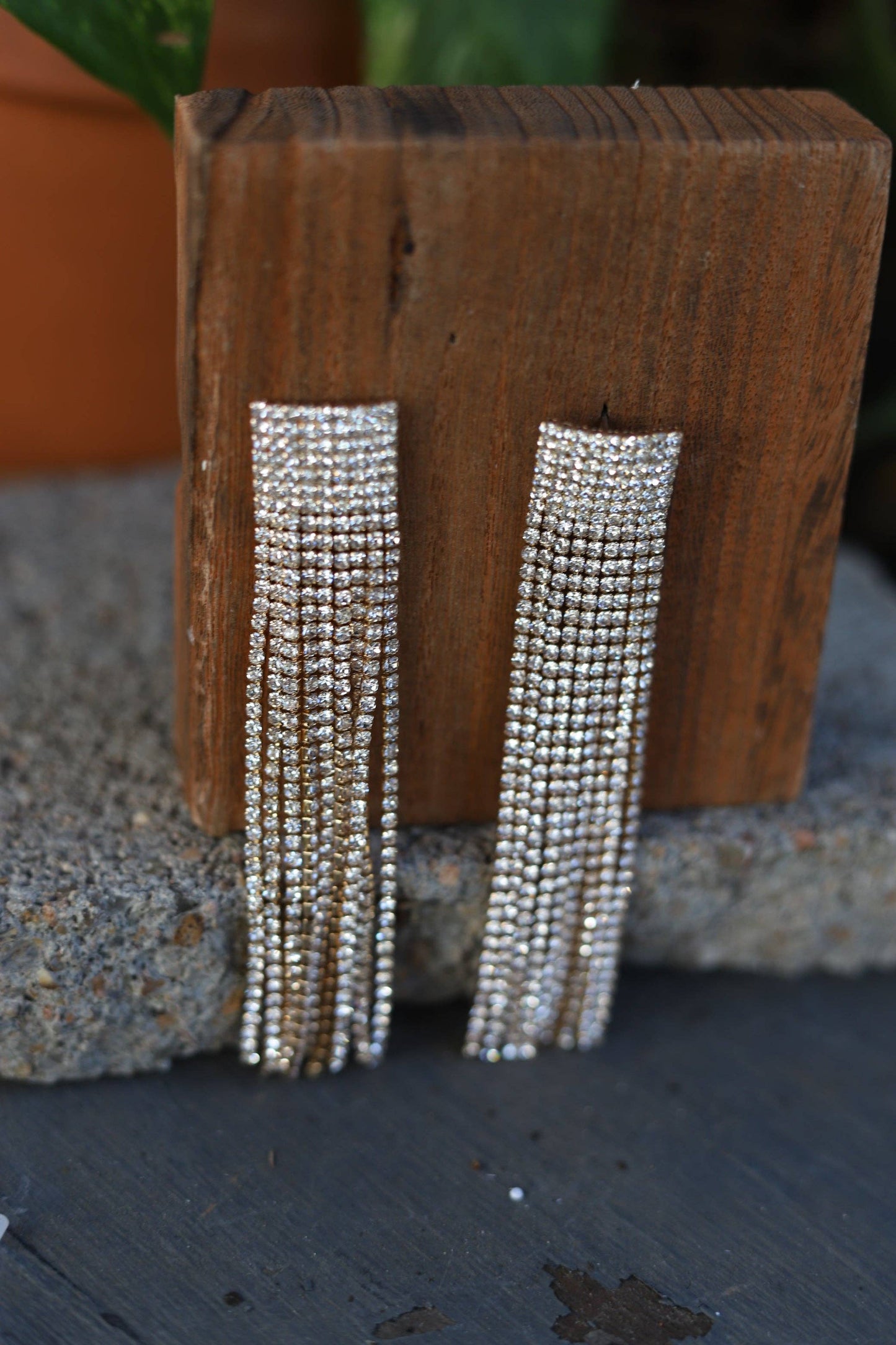 RHINESTONE TASSEL DROP EARRING