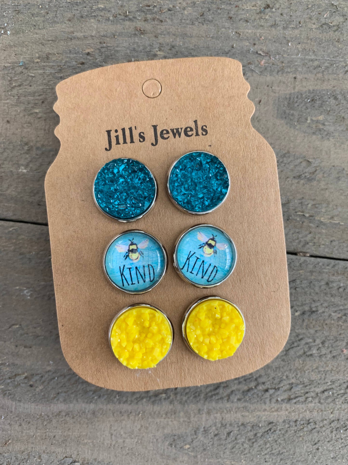 Bee Kind Triple Faux Druzy 3 Earring Set