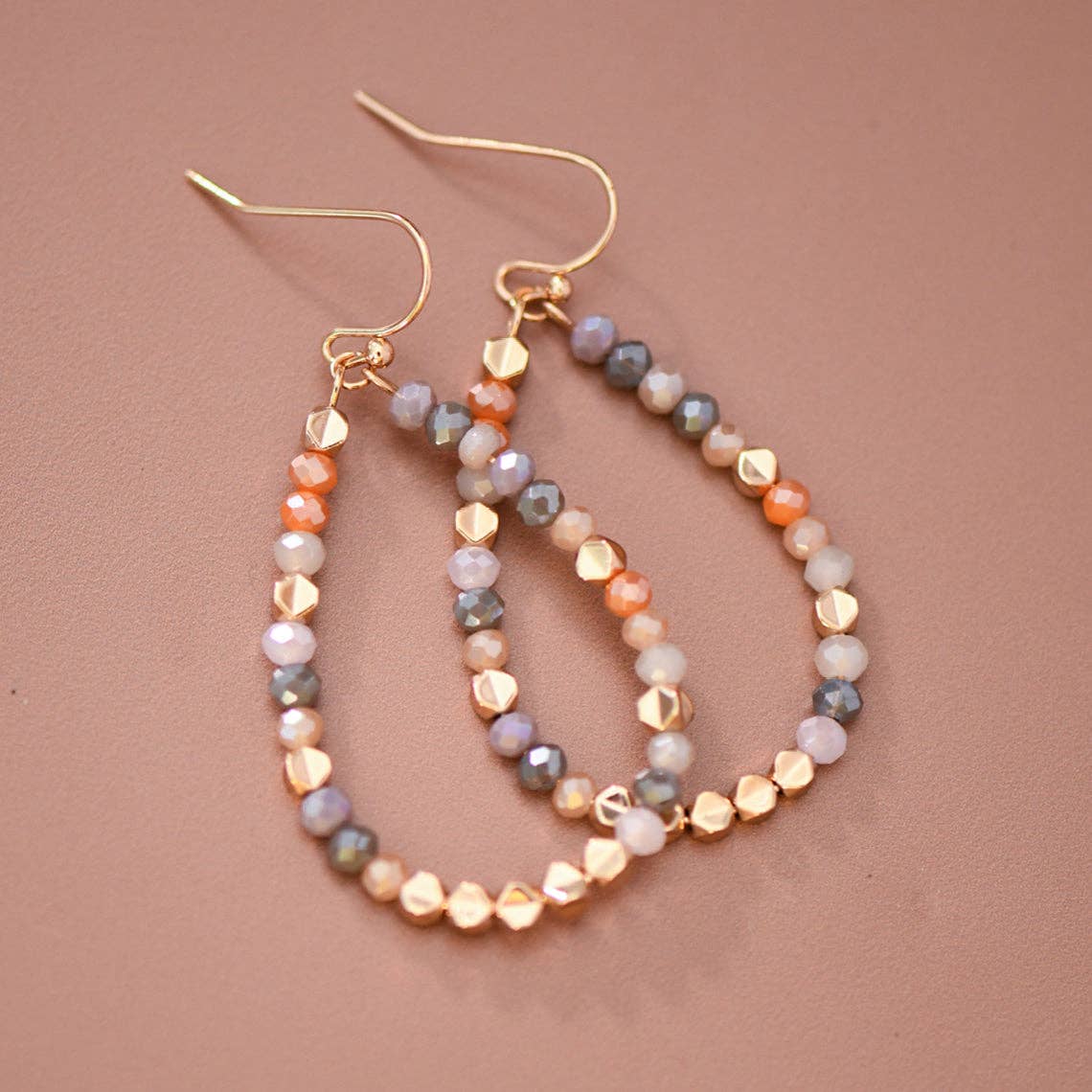 Multicolor Glass Crystal Beaded Teardrop Earrings – 8098