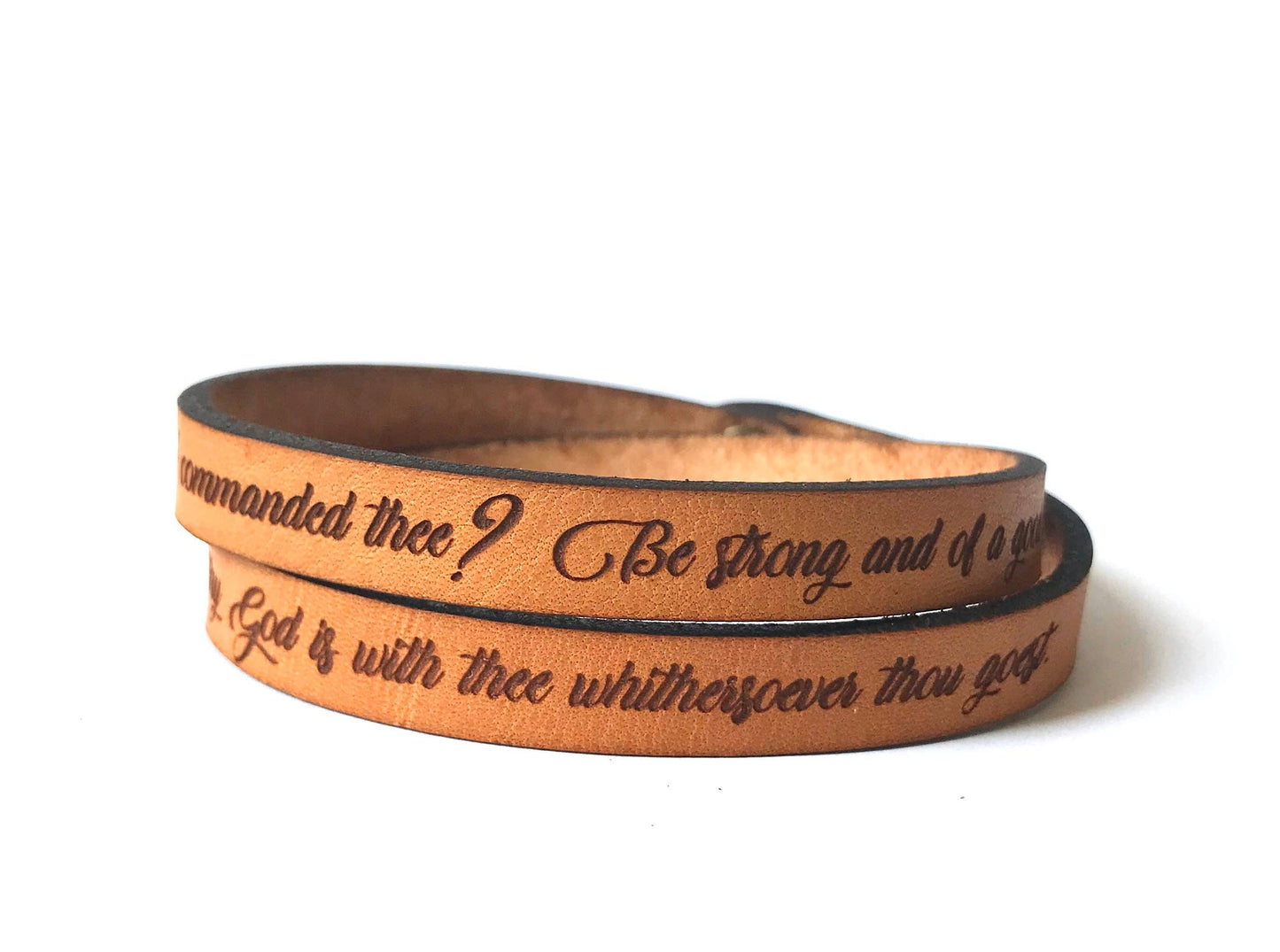 Joshua 1:9 Double Wrap Leather Bracelet - Scripture Bracelet