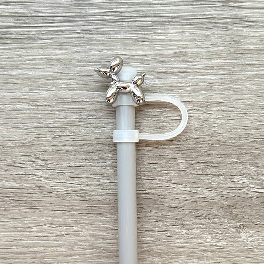 Straw Cover Silver Balloon Dog 10mm
