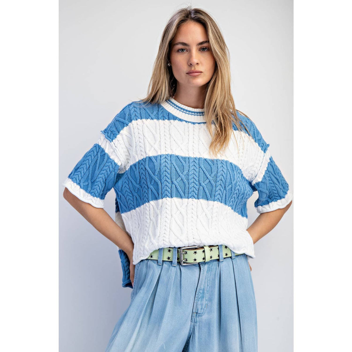 OVERSIZED WIDE STRIPE SWEATER TOP