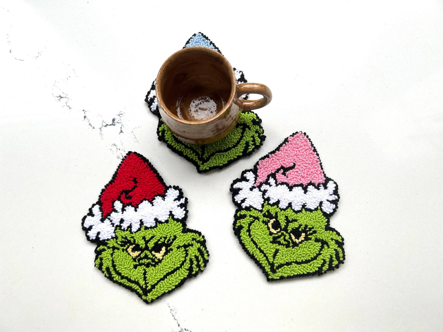 The Grinch Mug Rug Coasters, Grinch Decor