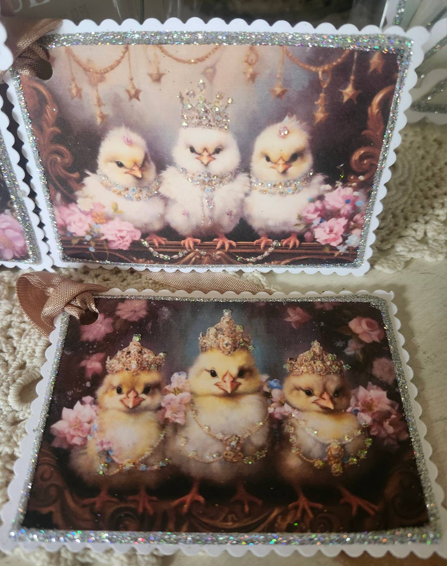 Gift Tag Set of 4 Royal Chicks Tiaras n Jewels