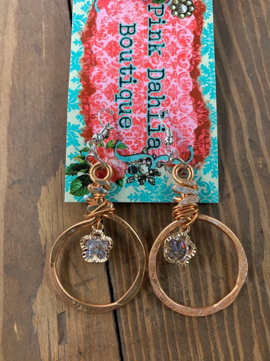 Gold circle earrings with stone