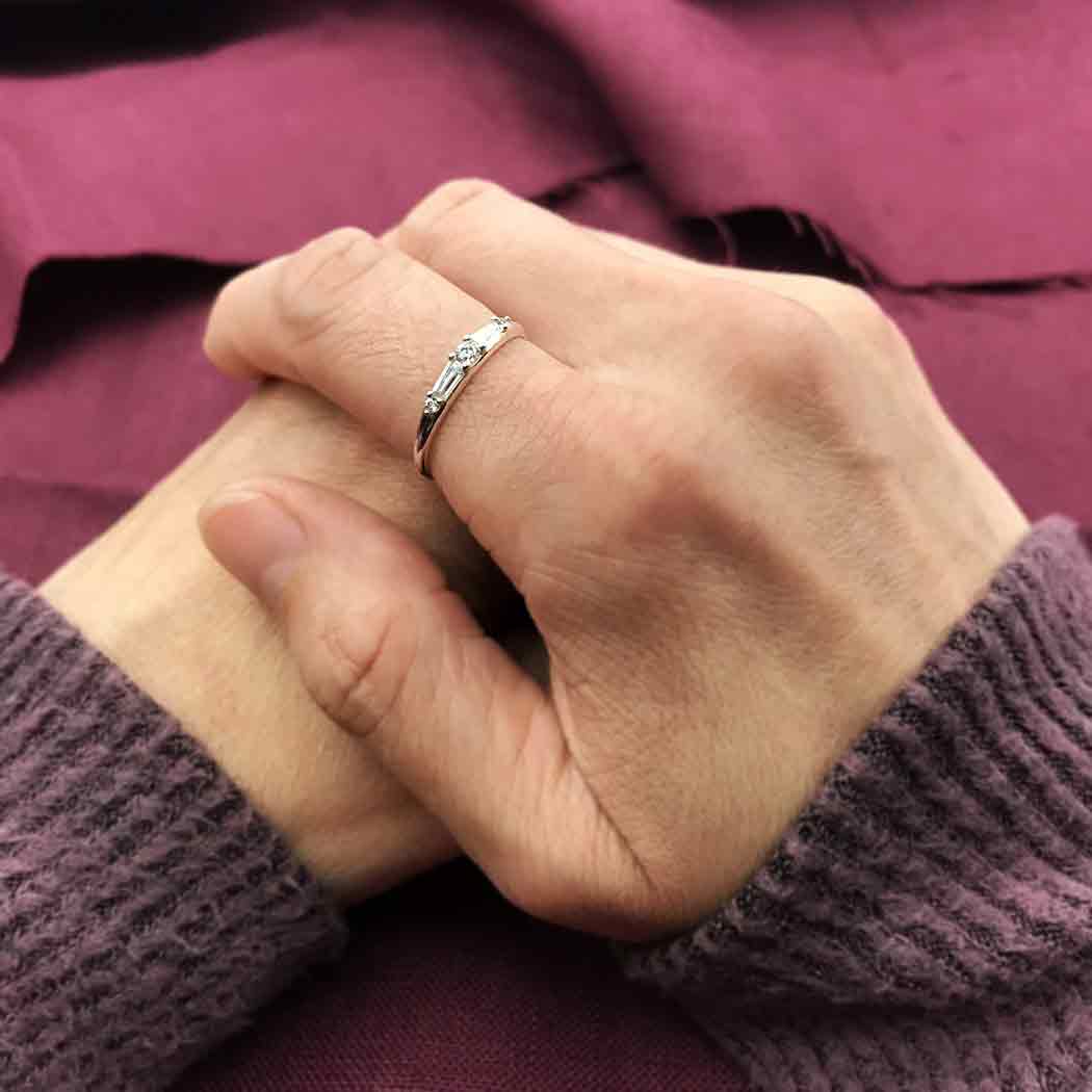 Sterling Silver Tapered Baguette Crystal Ring