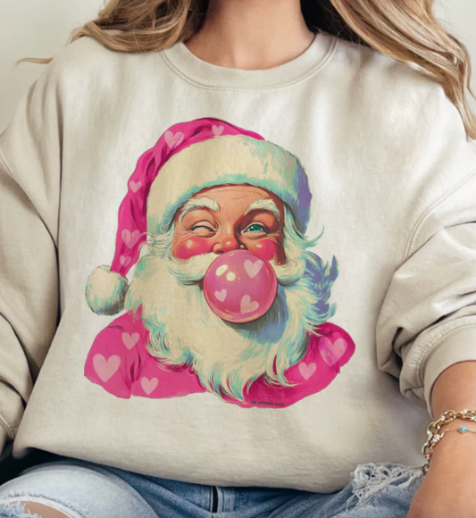 Bubblegum Heart Santa- Christmas Sweatshirt or Tee