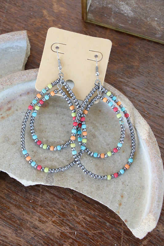 MULTI  BEADED FAUX SILVER PEARL Earrings