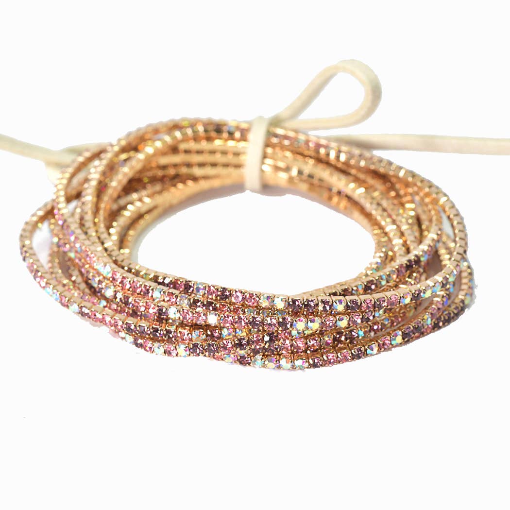 Pave rhinestone multi layered stretch bracelet