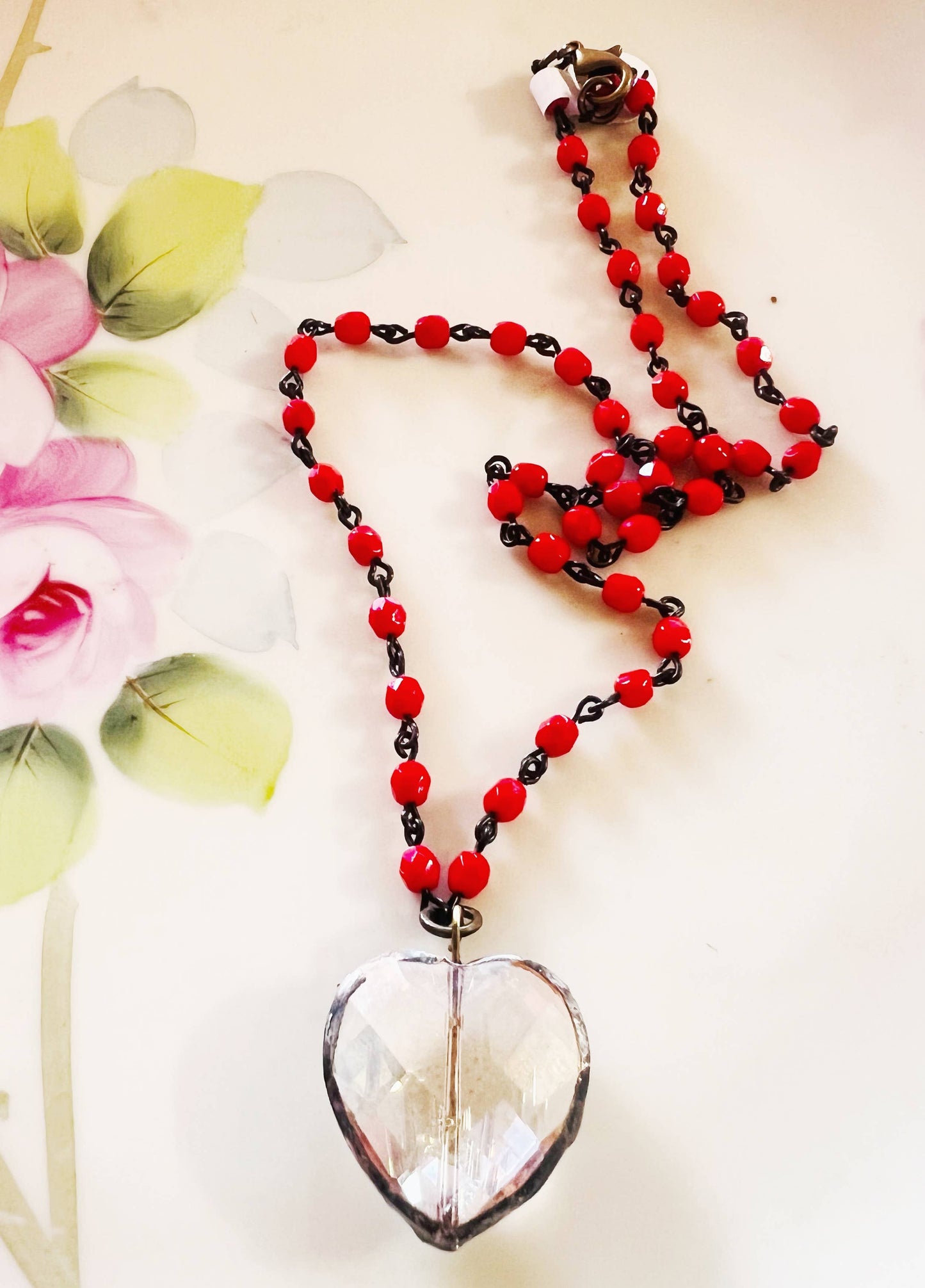 Soldered Mini Glass Heart Beaded Chain Necklace