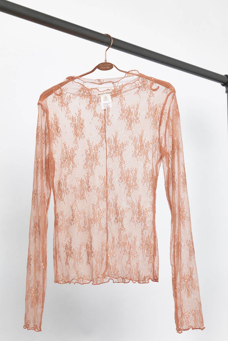 LONG SLEEVE SHEER LACE MESH TOP