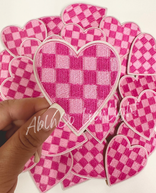 Trucker hat patches 3” pink checkered heart cowgirl patch