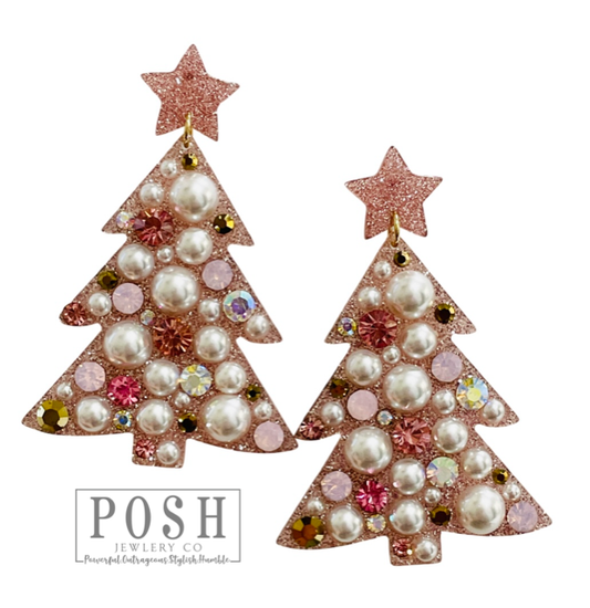 Rhinestone Christmas tree earring