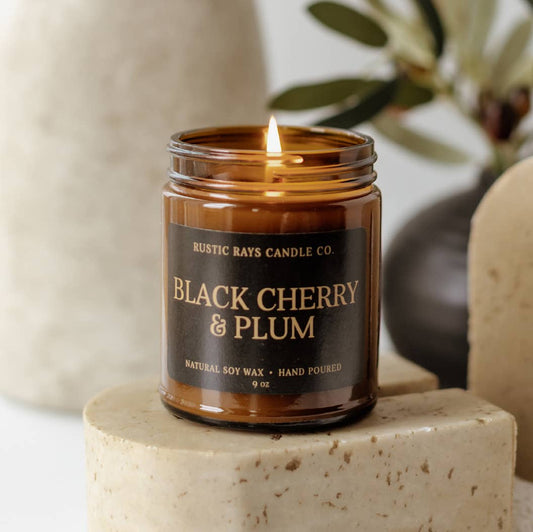 Black Cherry & Plum 9 oz Soy Candle - Home Decor & Gifts