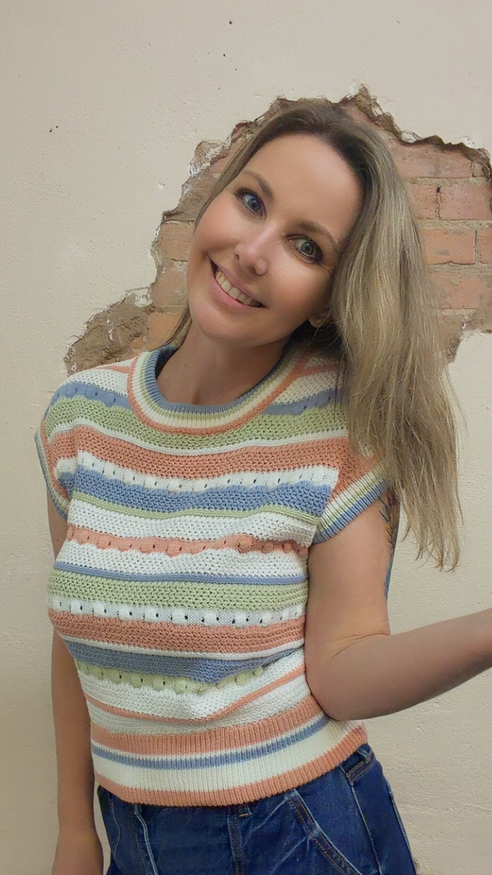 EASY BREEZY MADE FOR LAID BACK DAYS STRIPE SWEATER VEST