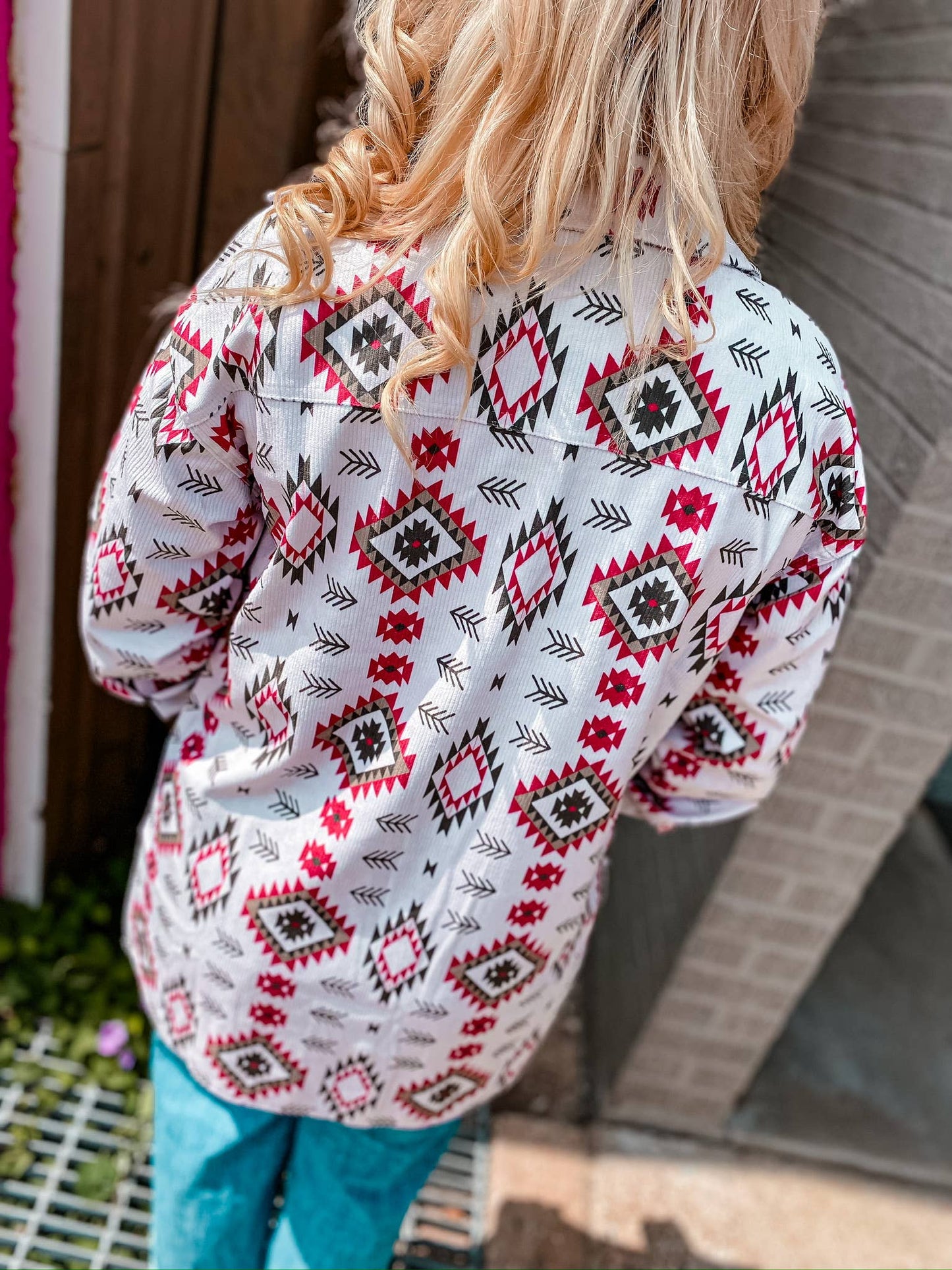 Watermelon Sugar Aztec Print Corduroy Shacket