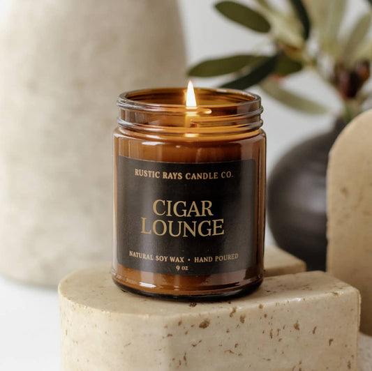 Cigar Lounge 9 oz Soy Candle - Home Decor & Gifts - For Dad