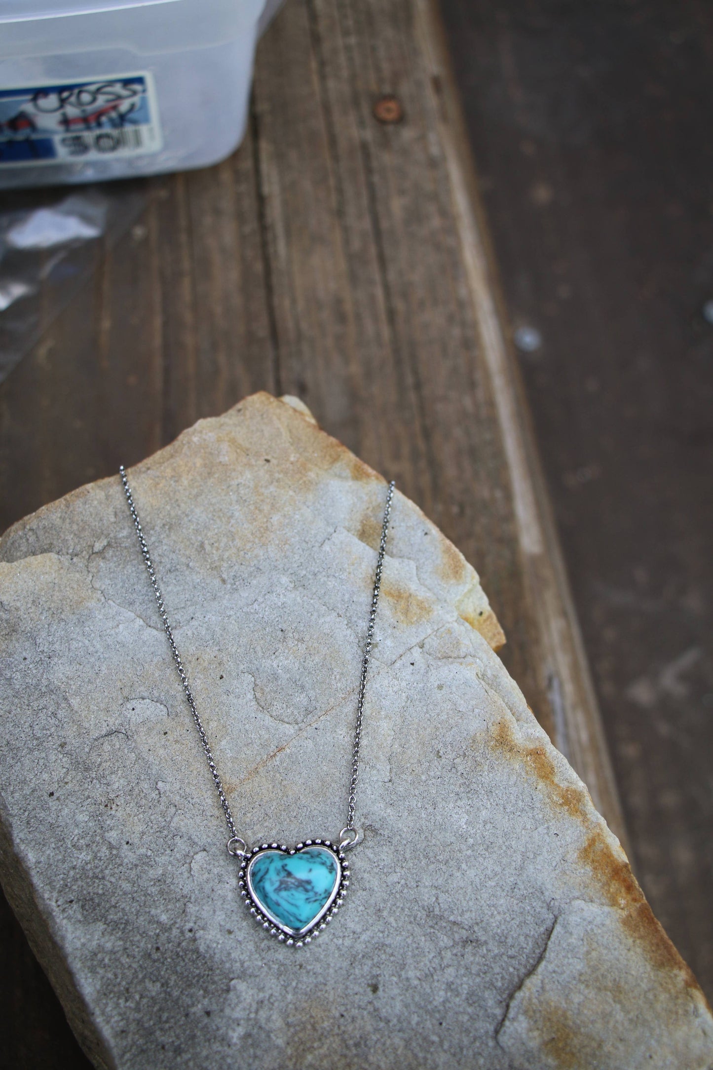 Turquoise HEART CHARM NECKLACE