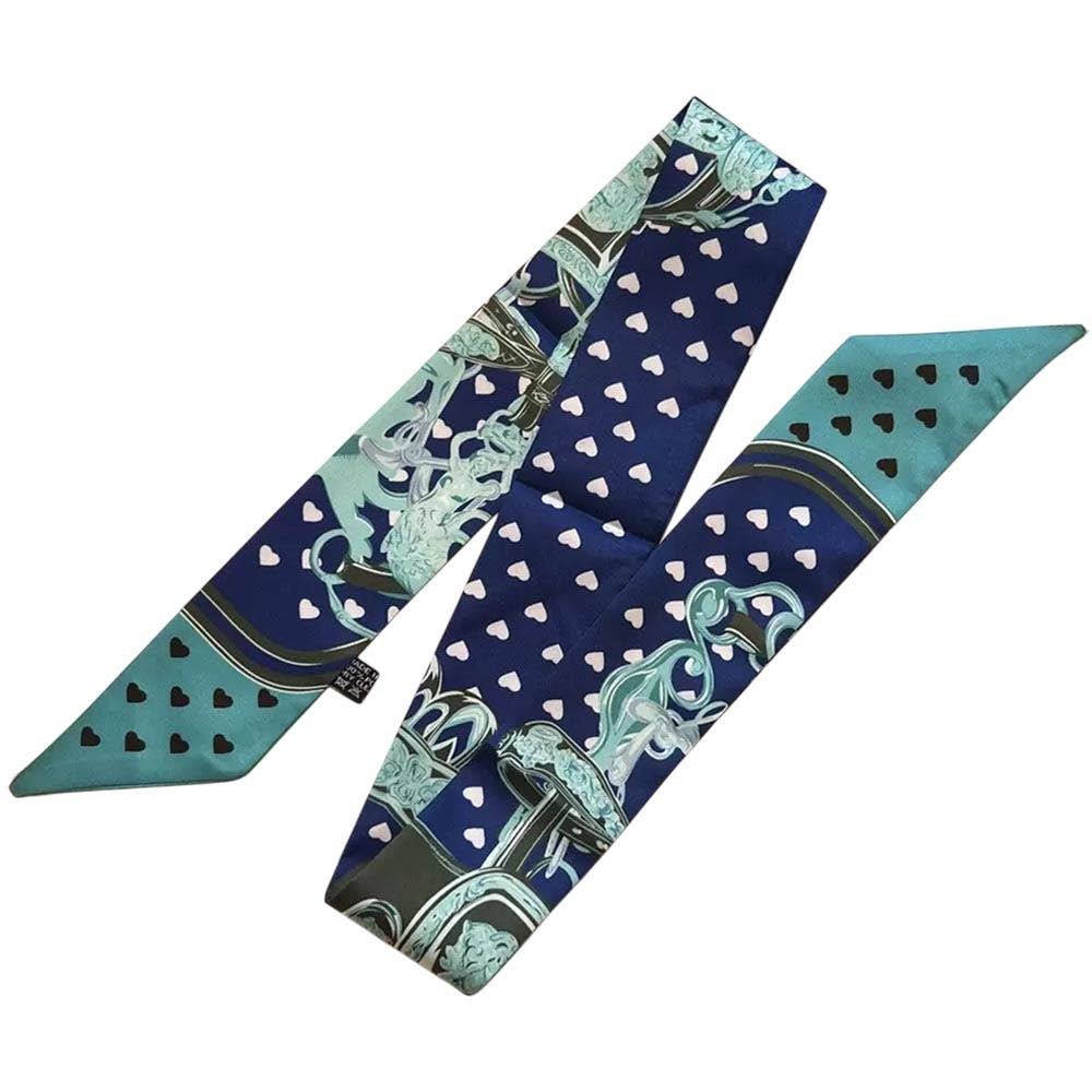 Equestrian Saddle Print Silk Feel Twilly Scarf