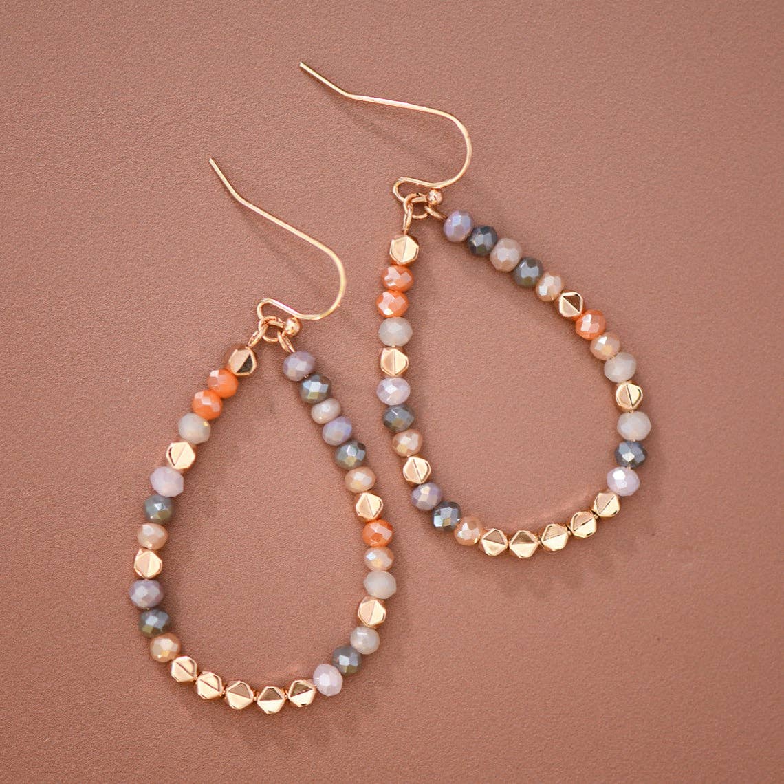 Multicolor Glass Crystal Beaded Teardrop Earrings – 8098