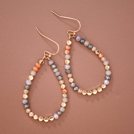 Multicolor Glass Crystal Beaded Teardrop Earrings – 8098