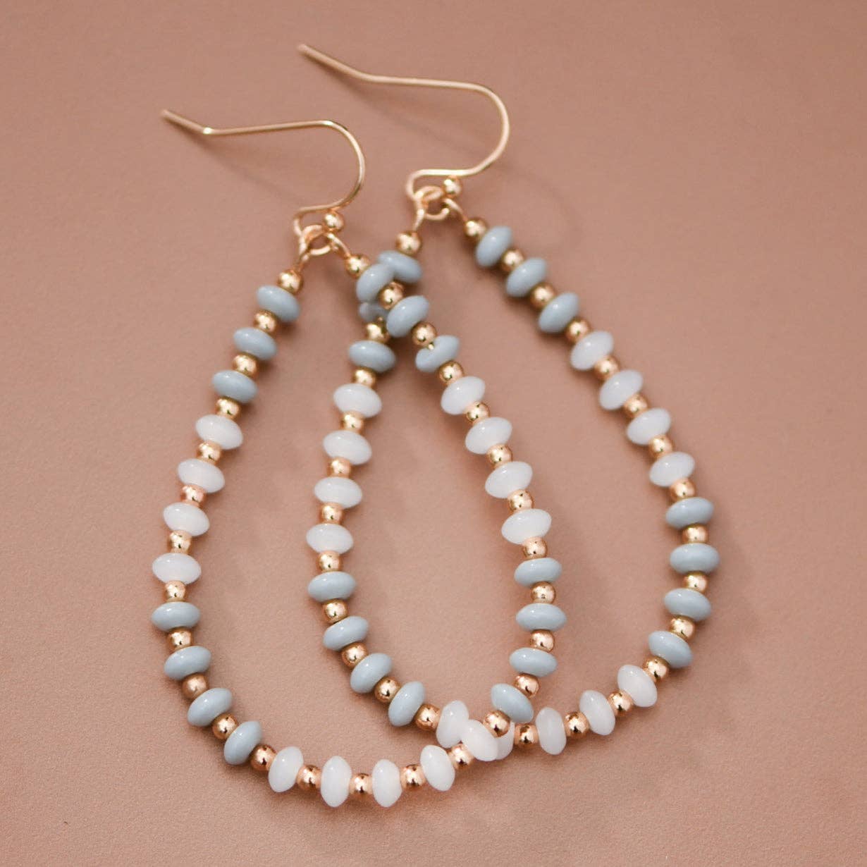 Teardrop Wire Beaded Glass Crystal Earrings – 8080