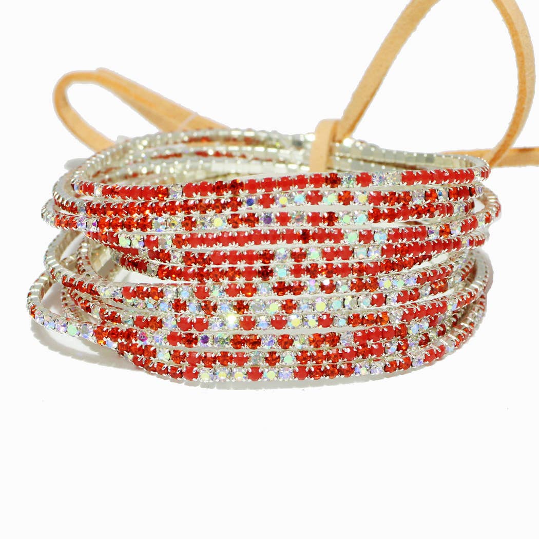 Pave rhinestone multi layered stretch bracelet