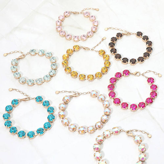 Round Stone Cluster Link Bracelet