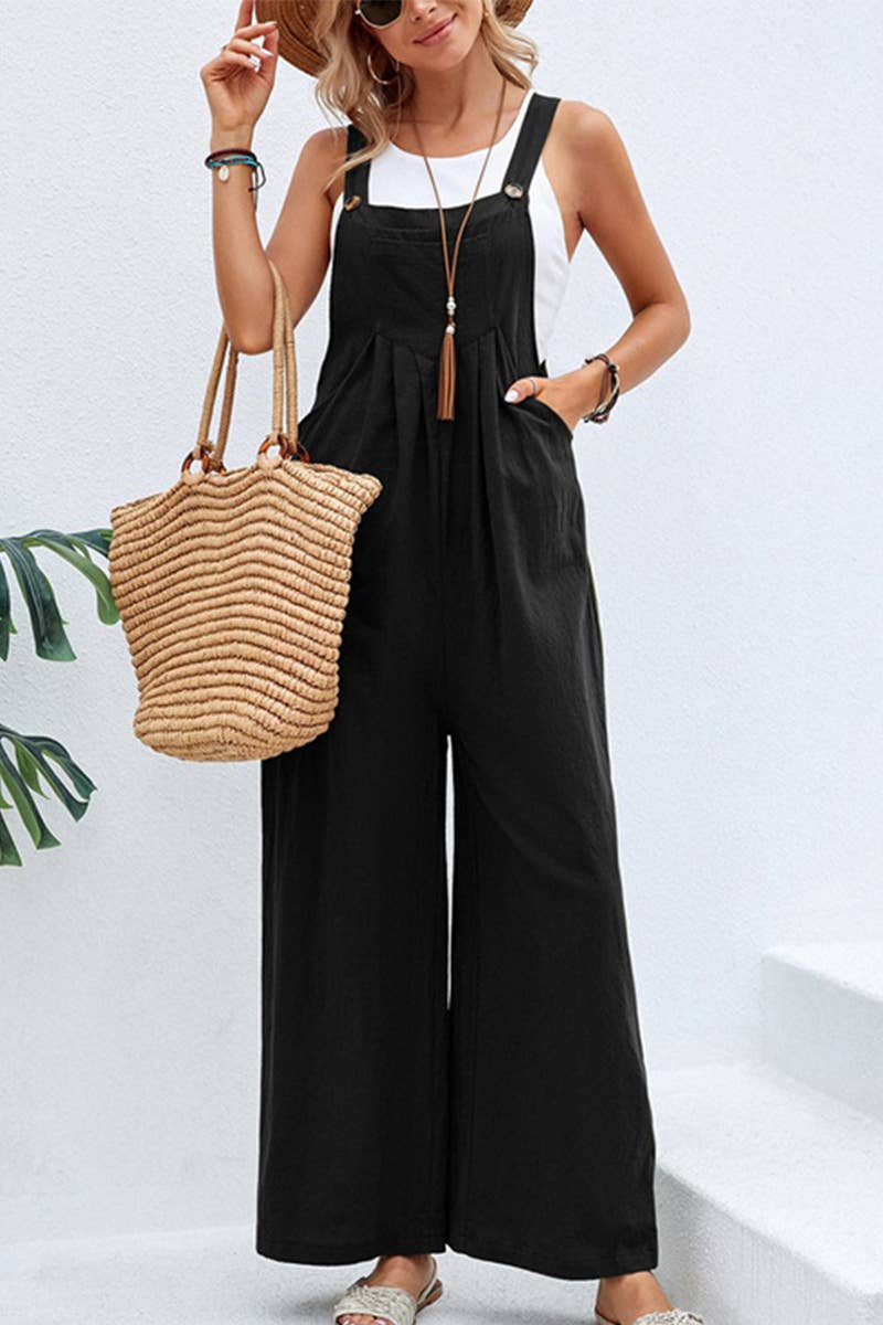 WOMEN SOLID OVERALLS black