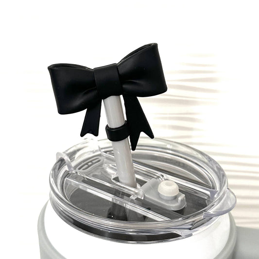 Straw Cover Topper Large Bow Coquette Black 10mm