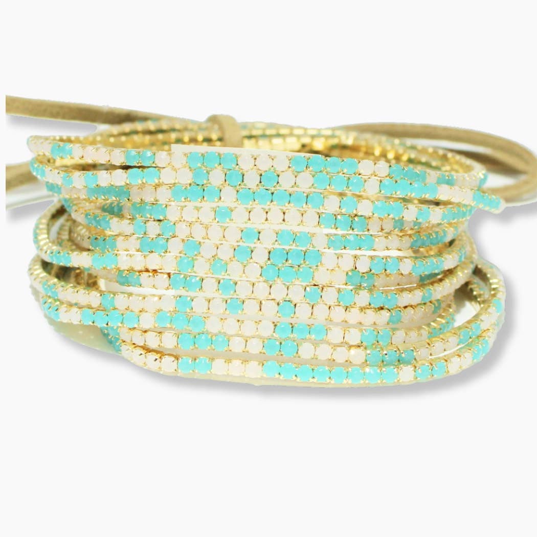 Pave rhinestone multi layered stretch bracelet