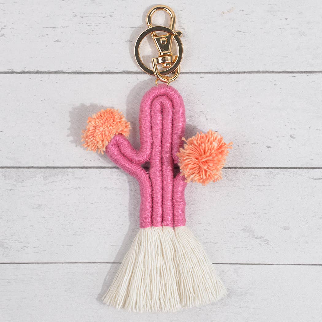 Boho Woven Fringed Cactus Bag Pendant