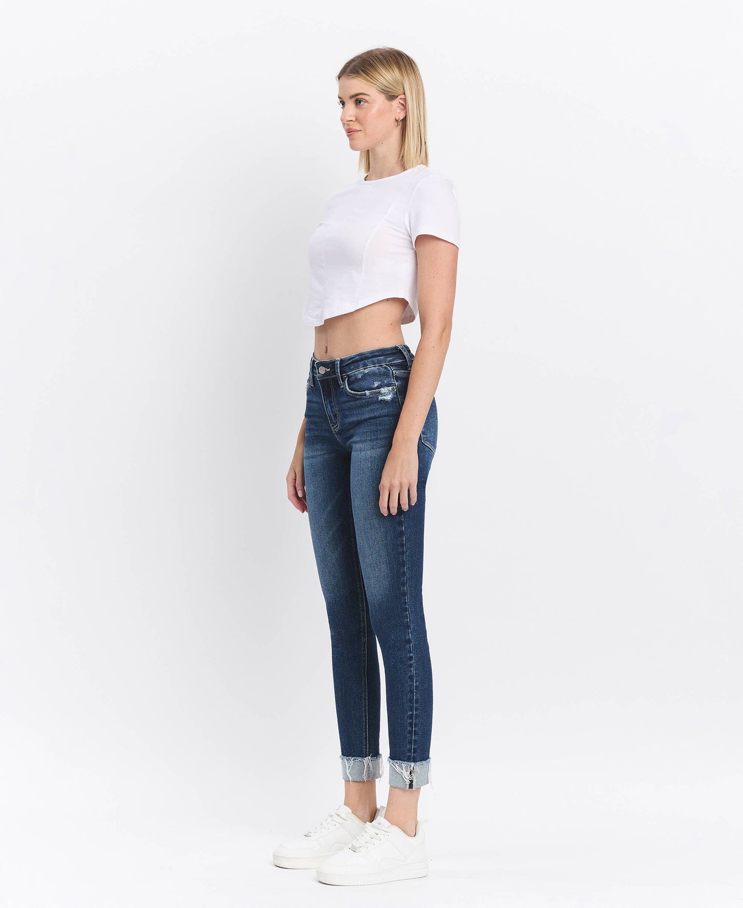 Lovervet MID RISE DARK WASH CUFFED SKINNY JEANS LV1280D