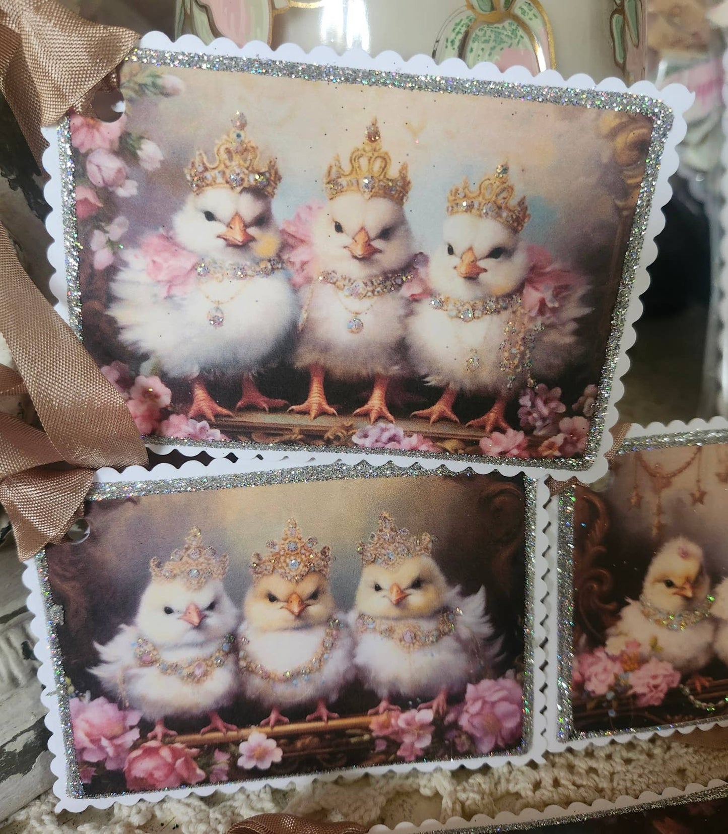 Gift Tag Set of 4 Royal Chicks Tiaras n Jewels