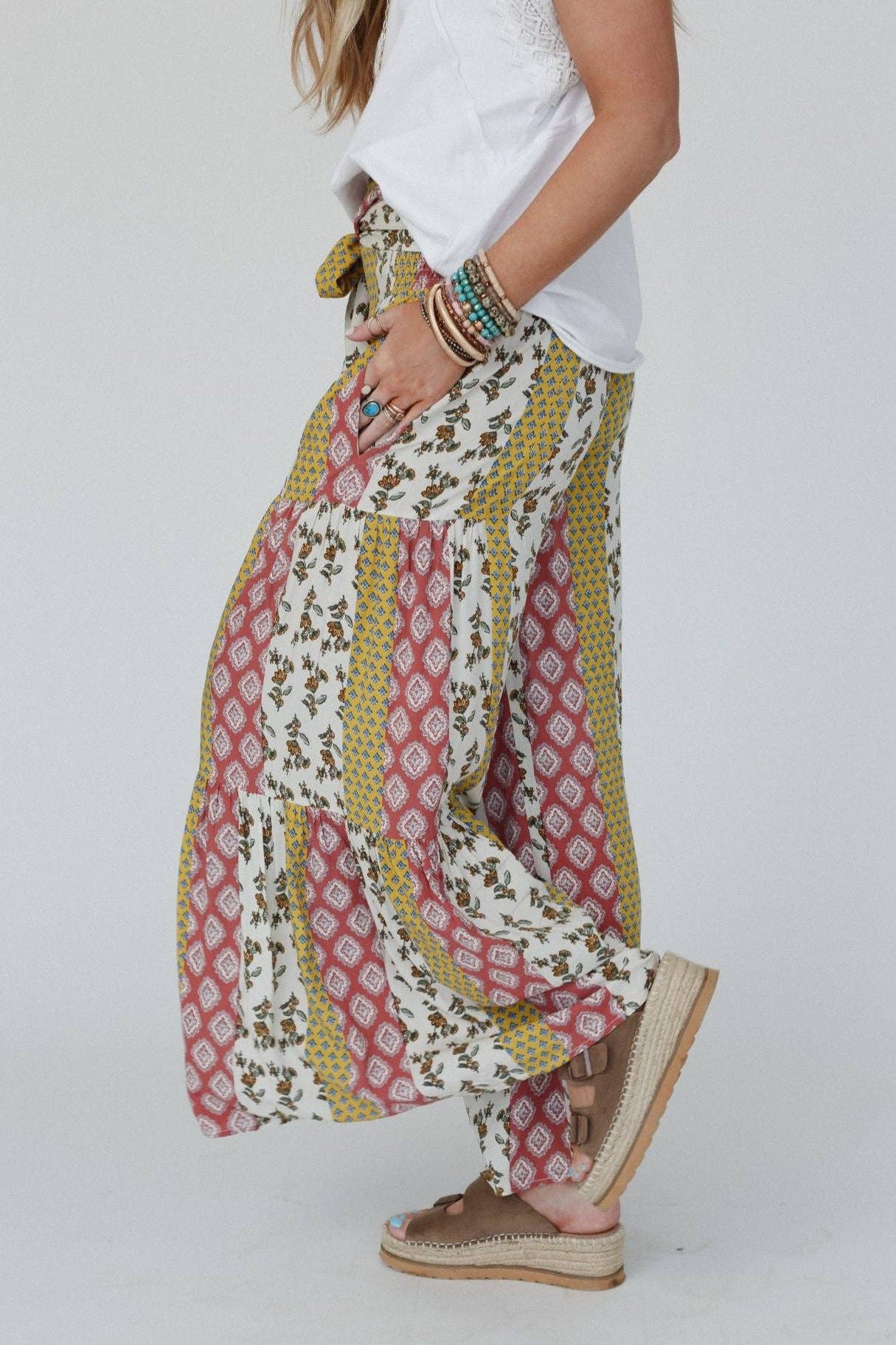 Secret Admirer Printed Pants - Patchwork Multi