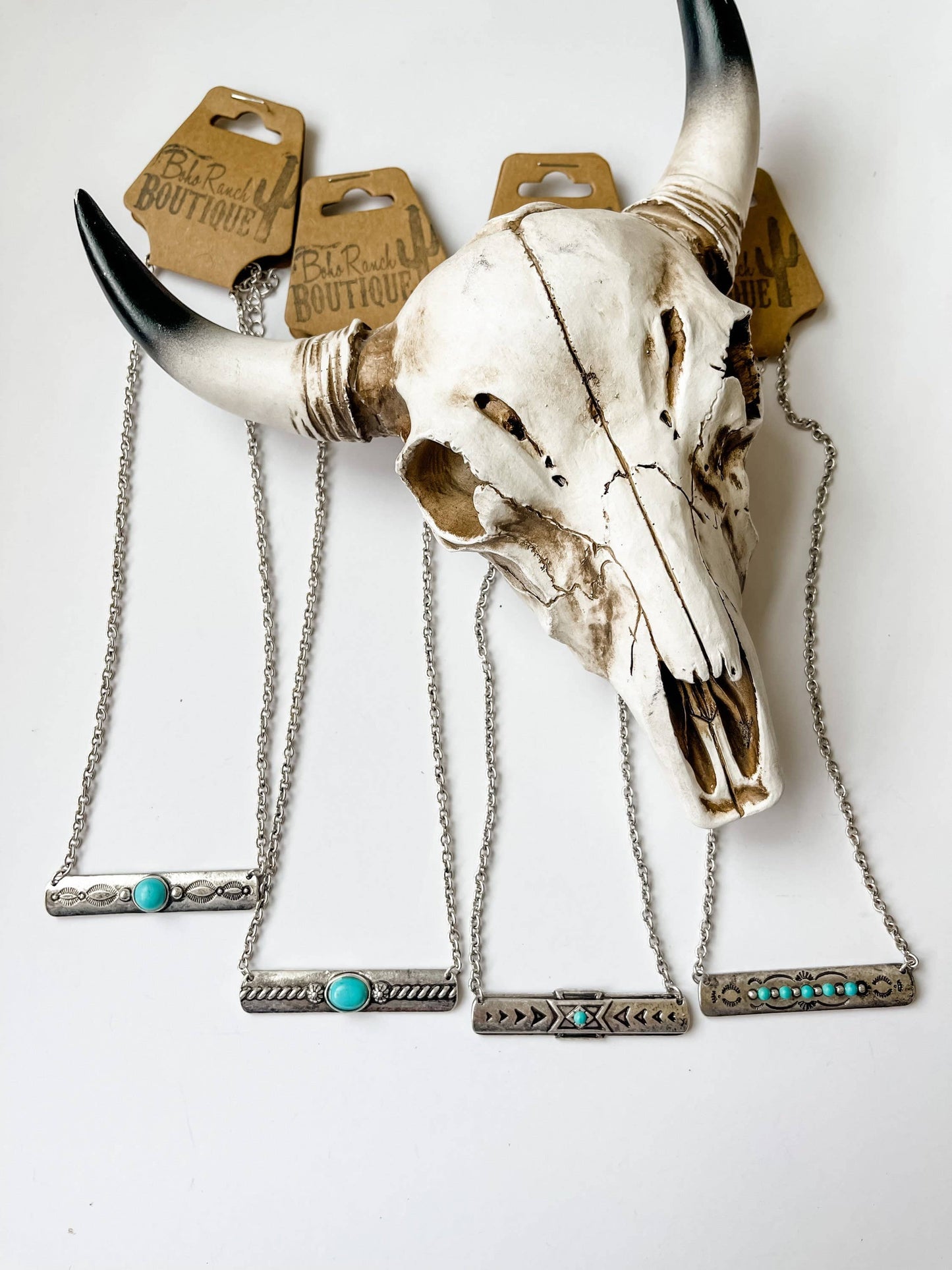 Western Aztec Metal Bar Necklace