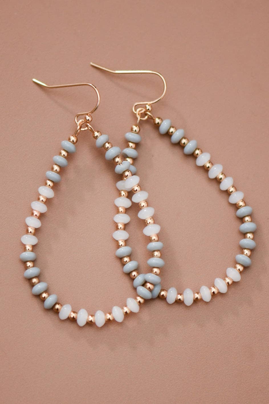 Teardrop Wire Beaded Glass Crystal Earrings – 8080