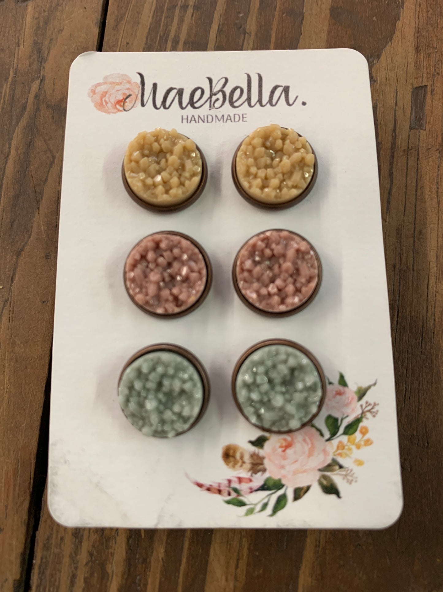 Multicolored stud druzy earrings