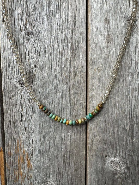 Kingman Turquoise Center & Austrian Lt Golden Crystal